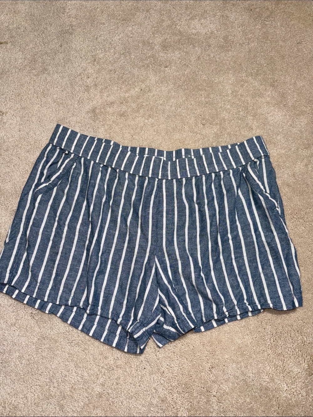 Sonoma Navy and White Vertical Stripe High-Waist Shorts